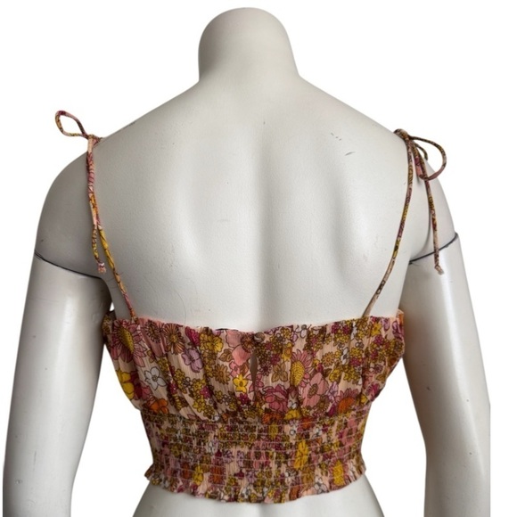 PATRONS OF PEACE floral ruffled cropped bustier top - women’s medium - Picture 7 of 13
